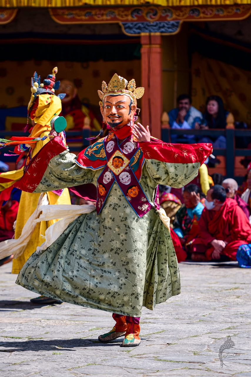 Cham Dance — Green Robe with Crown