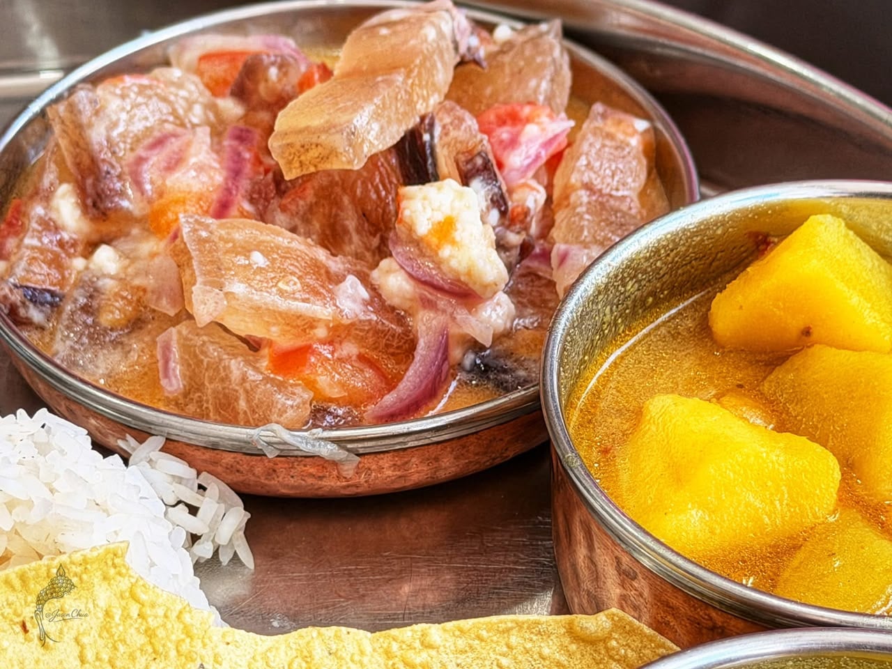 Traditional Bhutanese Rice Meal